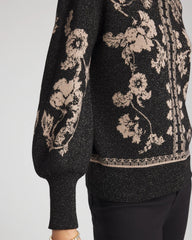Chico's Bryne Jacquard Mockneck Pullover BLACK