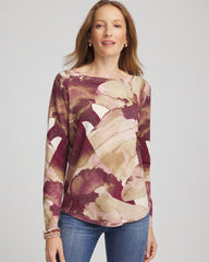 Chico's Ella Ocean Glitz Boatneck Sweater PURPLE ROYALE