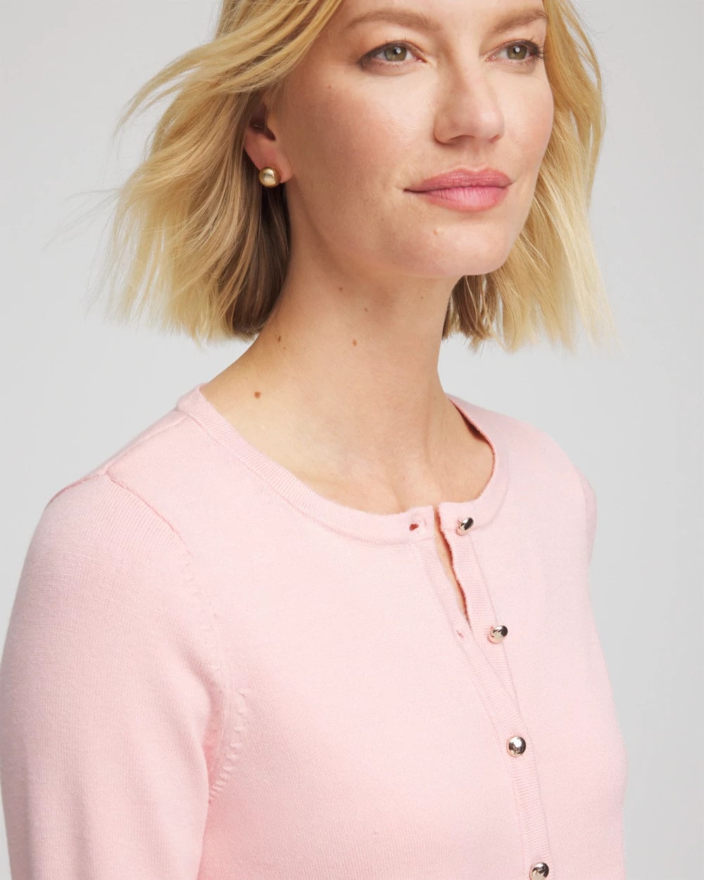 Chico's Crewneck Cardigan BLUSHED