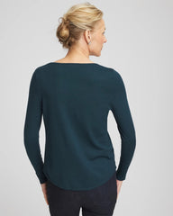Chico's Ella V-Neck Pullover Sweater TEAL SHADOW