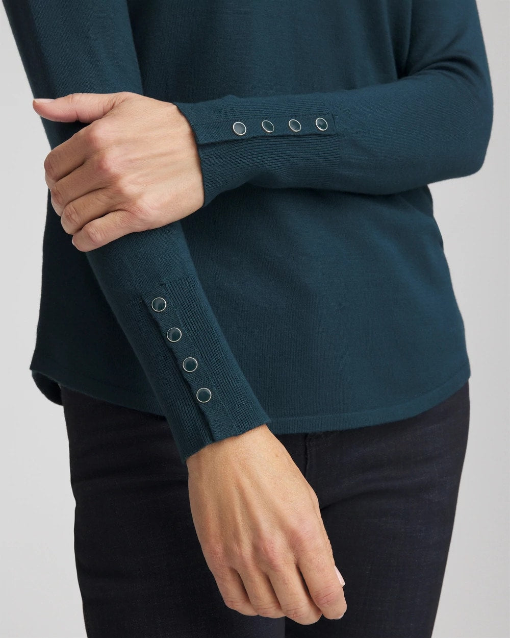Chico's Ella V-Neck Pullover Sweater TEAL SHADOW