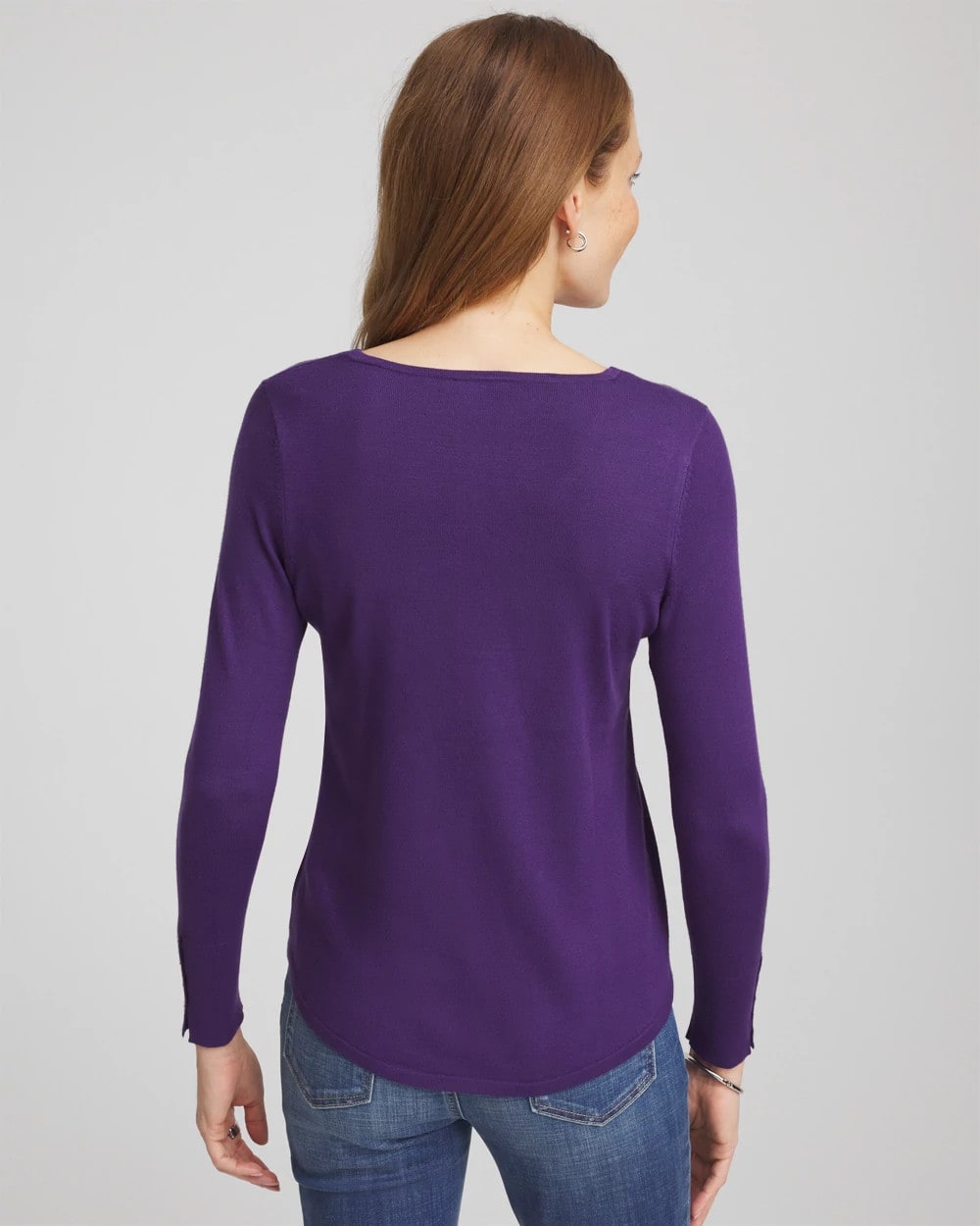 Chico's Ella V-Neck Pullover Sweater PURPLE ELIXIR