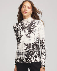 Chico's Ella Houndstooth Mockneck Sweater ENGLISH CREAM