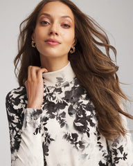 Chico's Ella Houndstooth Mockneck Sweater ENGLISH CREAM