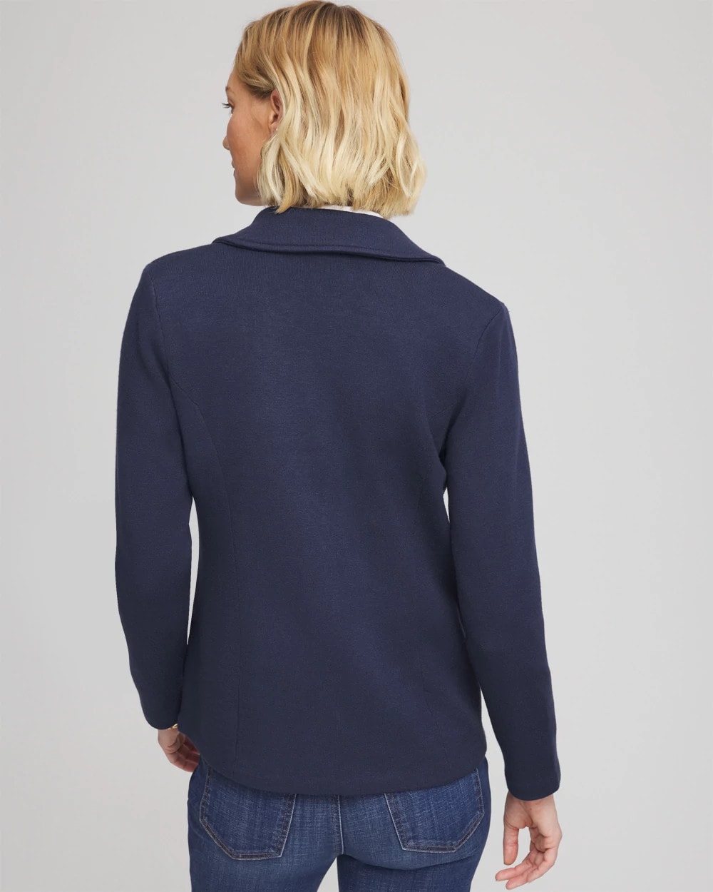 Chico's Single-Breasted Sweater Blazer PASSPORT BLUE