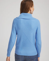 Chico's Ribbed Cowlneck Sweater TIDAL BLUE