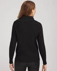Chico's Ribbed Cowlneck Sweater BLACK