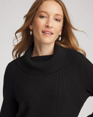 Chico's Ribbed Cowlneck Sweater BLACK