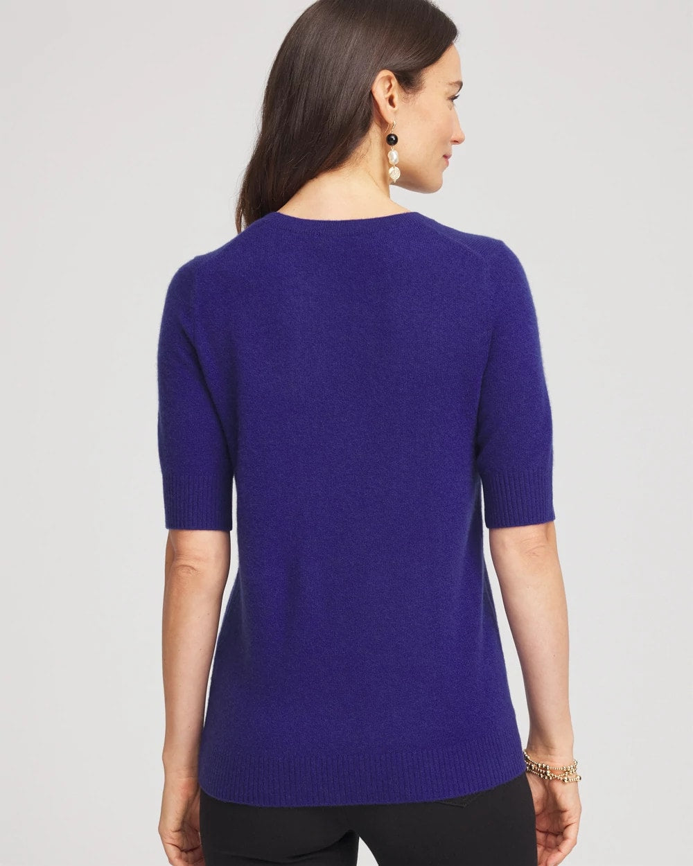 Chico's Crewneck Cashmere Pullover Sweater COBALT