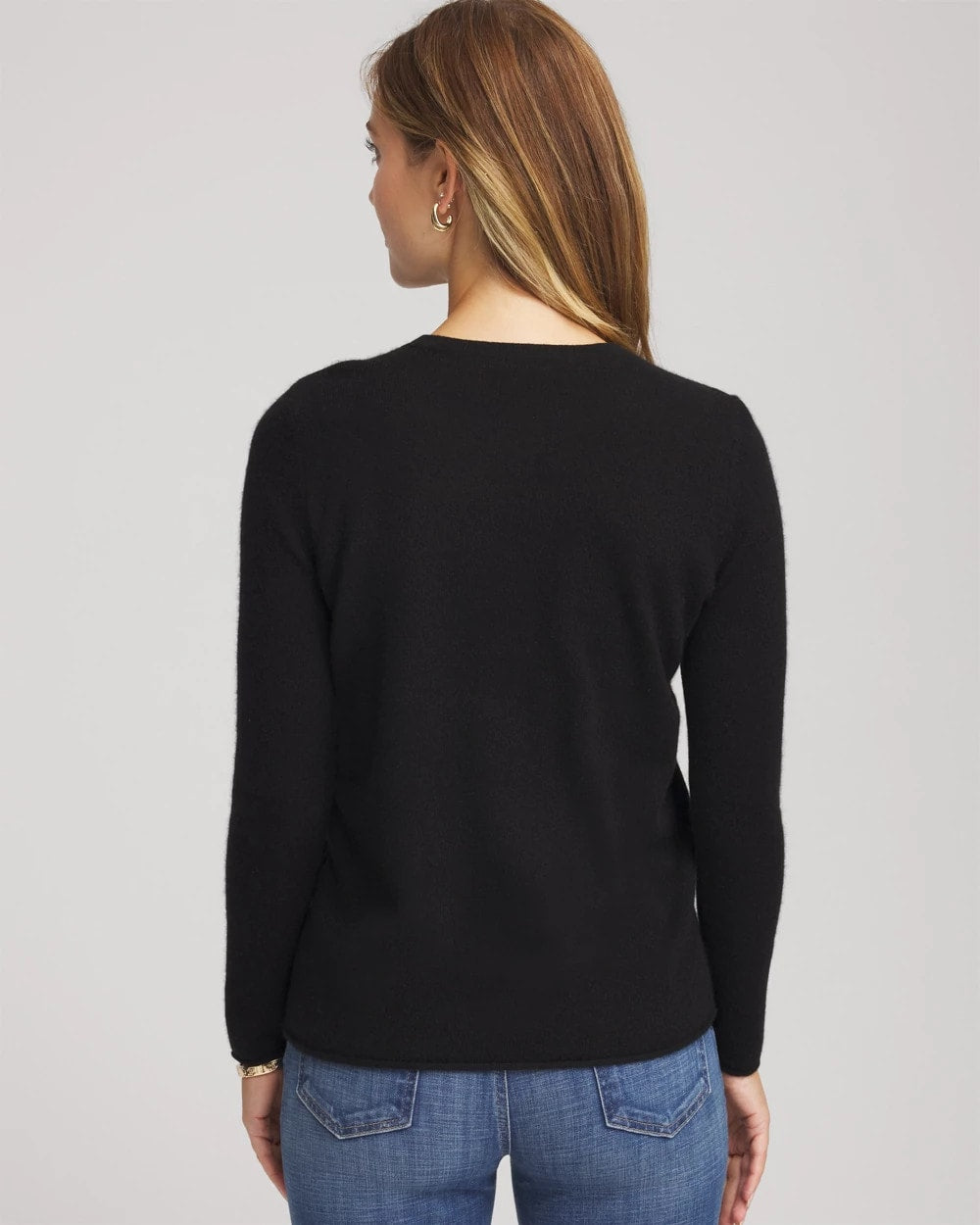 Chico's Crewneck Cashmere Pullover Sweater BLACK