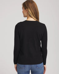 Chico's Crewneck Cashmere Pullover Sweater BLACK