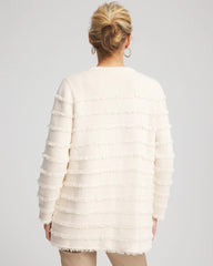 Chico's Fringe Ottoman Knit Cardigan ENGLISH CREAM