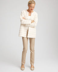 Chico's Fringe Ottoman Knit Cardigan ENGLISH CREAM