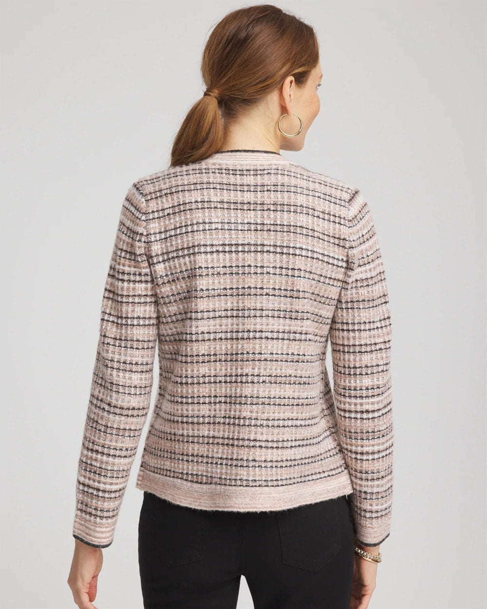 Chico's Sunset Abstract Sweater Jacket BLACK