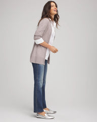 Chico's Cashmere Pearl-Trim Cardigan TAUPE HEATHER
