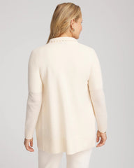 Chico's Cashmere Pearl-Trim Cardigan CREAM