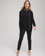 Chico's Cashmere Pearl-Trim Cardigan BLACK
