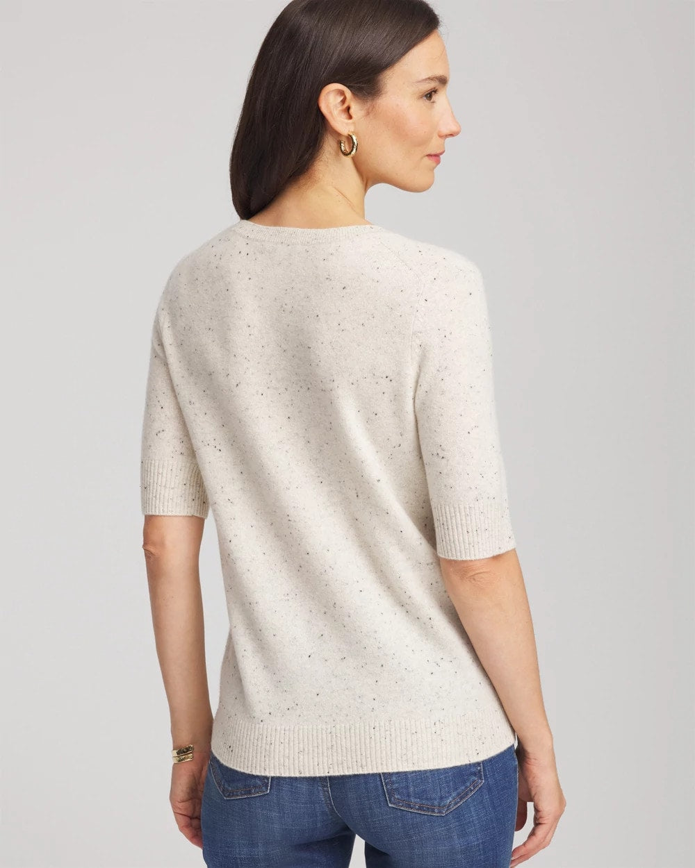 Chico's Crewneck Cashmere Pullover Sweater LIGHT GRAY