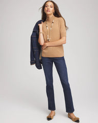 Chico's Cashmere Elbow-Sleeve Sweater CAMEL