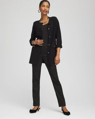 Chico's Button-Down Crewneck Coatigan BLACK