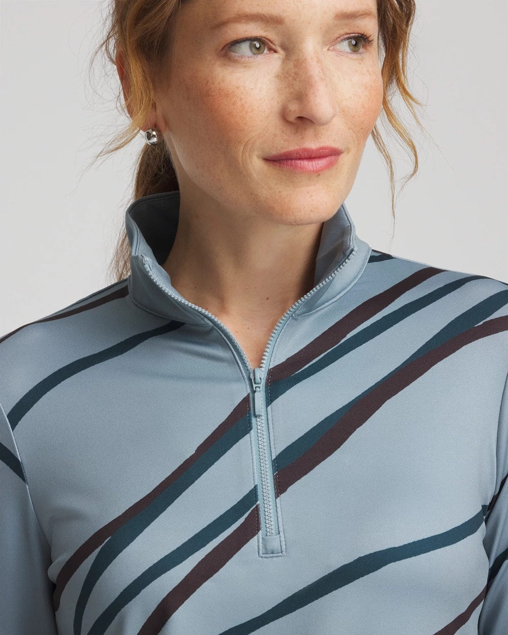 Chico's Zenergy® UPF Morocco Zip-Front Pullover BLUE PINE