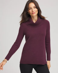 Chico's Cowlneck Cashmere Pullover Tunic WINE