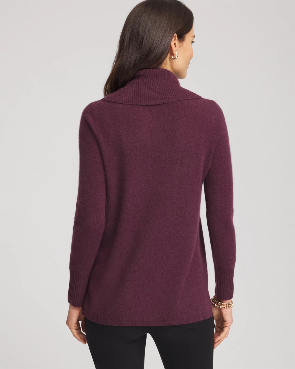 Chico's Cowlneck Cashmere Pullover Tunic WINE