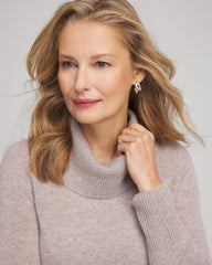 Chico's Cowlneck Cashmere Pullover Tunic TAUPE HEATHER
