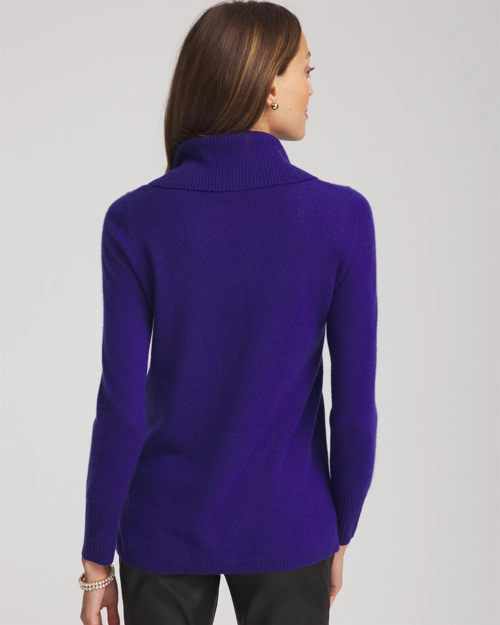 Chico's Cowlneck Cashmere Pullover Tunic COBALT