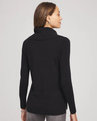 Chico's Cowlneck Cashmere Pullover Tunic BLACK