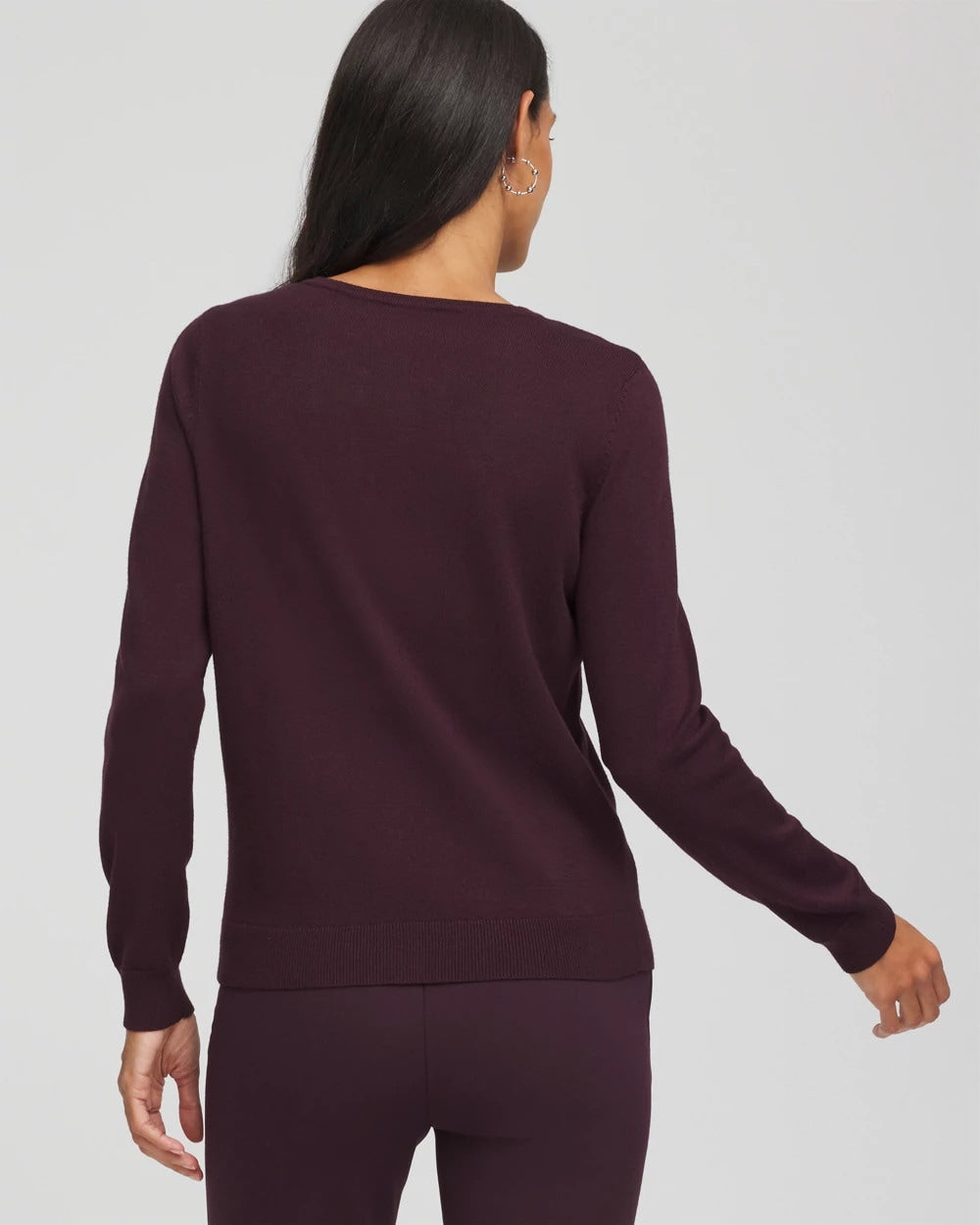 Chico's Embellished Crewneck Cardigan NIGHT BLOOM