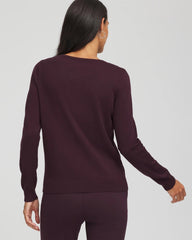 Chico's Embellished Crewneck Cardigan NIGHT BLOOM
