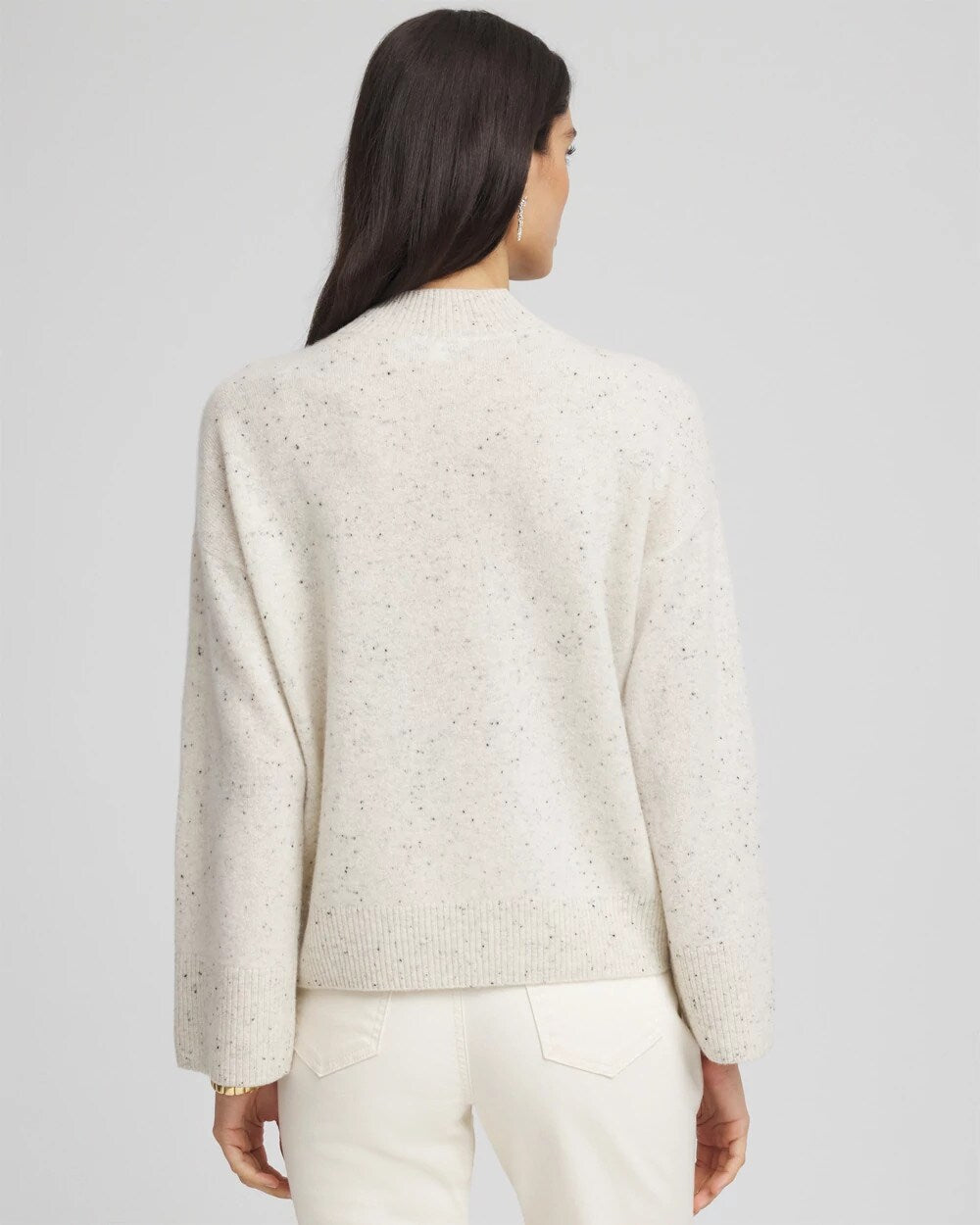Chico's Cashmere Mockneck Sweater LIGHT GRAY