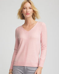 Chico's Relaxed V-Neck Cashmere Sweater BLUSHED