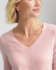Chico's Relaxed V-Neck Cashmere Sweater BLUSHED