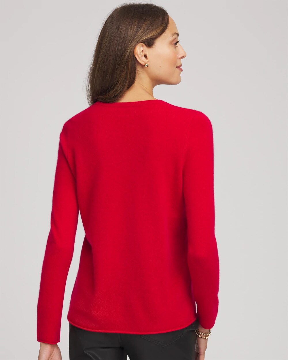 Chico's Crewneck Cashmere Pullover Sweater RED
