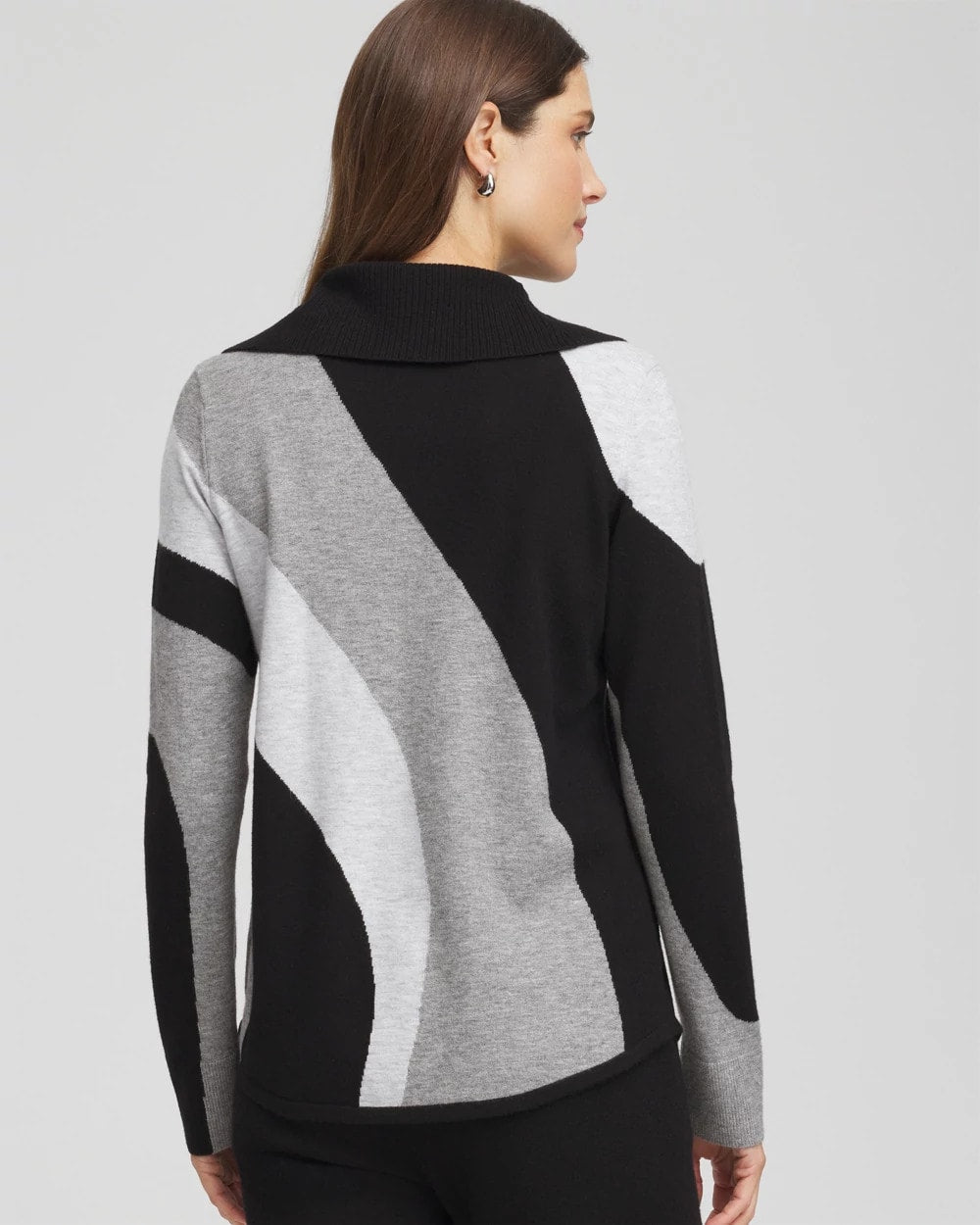 Chico's Zenergy® Luxe Intarsia Cowlneck Top FROSTED GRAY HEATHER