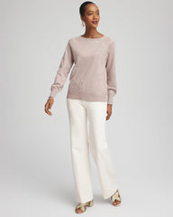 Chico's Embroidered Pull-Over Boatneck Sweater ROCKY MOUNTAIN