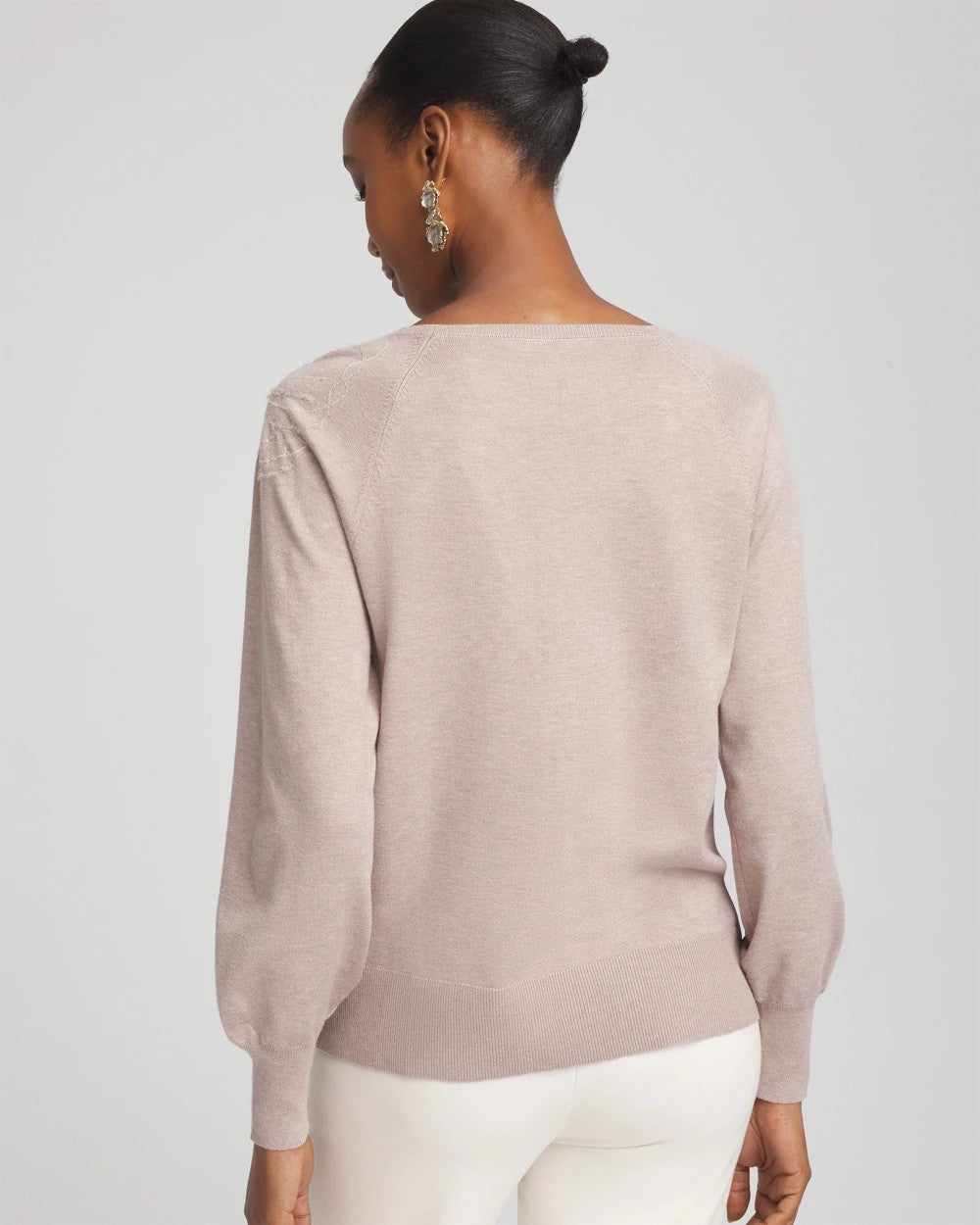 Chico's Embroidered Pull-Over Boatneck Sweater ROCKY MOUNTAIN
