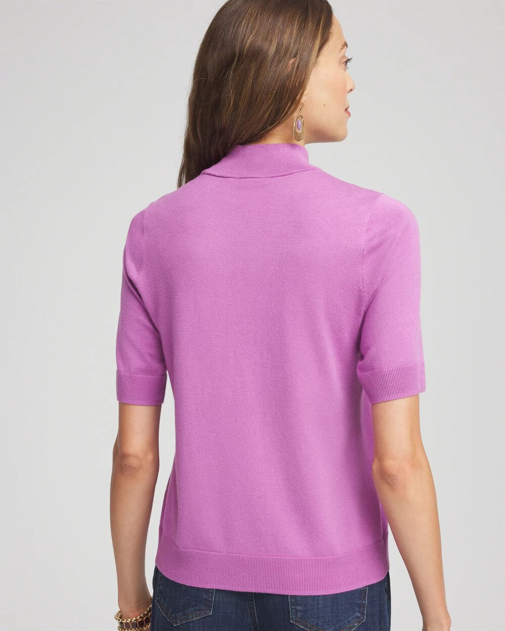 Chico's Ella Elbow Sleeve Mockneck Sweater GOOSEBERRY