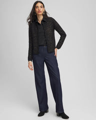 Chico's Shine Cropped Cardigan BLACK
