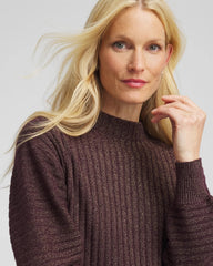 Chico's Metallic Ribbed Pullover NIGHT BLOOM
