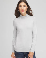 Chico's Metallic Turtleneck Pullover Sweaters SILVER GLITTER