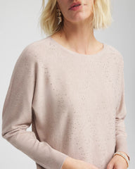 Chico's Ella Embellished Dolman Pullover Sweater LIGHT TAUPE HEATHER