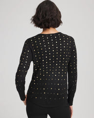 Chico's Ella Embellished Pullover Sweater BLACK
