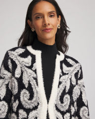 Chico's Abstract Fuzzy Cardigan BLACK