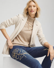 Chico's Metallic Turtleneck Pullover Sweater CHAMPAGNE FIZZ