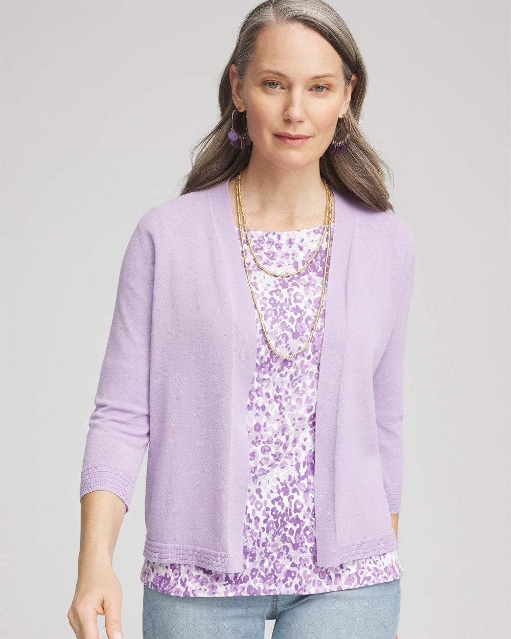 Chico's Summer Romance Short Cardigan GENTLE LAVENDER