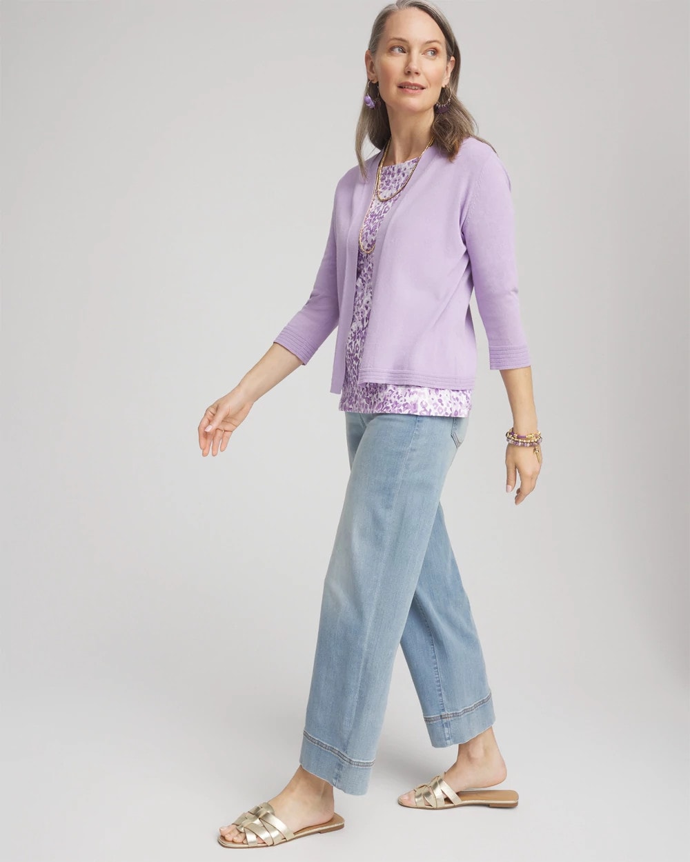 Chico's Summer Romance Short Cardigan GENTLE LAVENDER