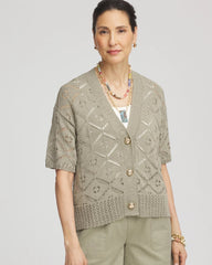 Chico's Short Button-down Cardigan WASHED SAGE